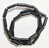 16 Inch Strand of 13x4mm Black Stone Tube Beads