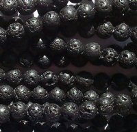 16 Inch Strand of 6mm Round Lava Stone Beads