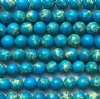 16 inch strand of 8mm Round Blue Imperial Jasper Beads