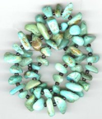 16 inch strand of 6x11mm Stabilized Green Turquoise Nuggets