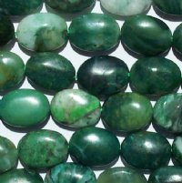 16 inch strand of 16x12mm African Jade Flat Oval Beads