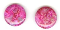 2 16x5mm Coin Dyed Pink Crazy Stone