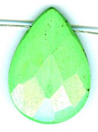 1 18x25mm Green Howlite Turquoise Faceted Flat Teardrop Pendant
