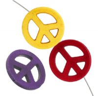 6 33mm Multi Dyed Magnesite Peace Sign Beads