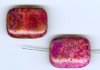 2 20x15x6mm Flat Rectangle Dyed Pink Crazy Stone