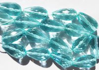 1, 22x12mm Faceted Blue Topaz Round Tear Drop Bead