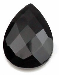 1, 25x16mm Black Onyx Flat Faceted Briolette