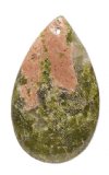 1, 25x16mm Unakite Smooth Teardrop Pendant