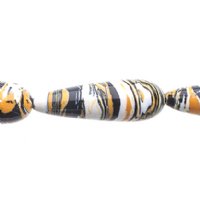 8, 25x8mm Global Chic Reconstructed Stone Teardrop Beads - Abstract Mustard, Black & White