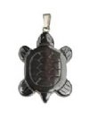1, 30mm Hematite Turtle Pendant with Silver Bail