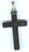 1 34x22mm Hematite Cross with Silver Bail and Ring