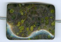 1 36x27mm Green Spot Jasper Wavy Rectangle Bead