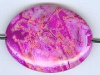 1 40x30mm Flat Oval Dyed Pink Crazy Stone Bead