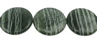 1, 40x9mm Green Zebra Jasper Coin Bead