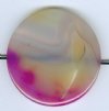 1 42x7mm Dyed Pink Texture Agate Coin Bead
