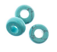 2, 4x10mm Large Hole Boho Rondelle Howlite Turquoise Beads