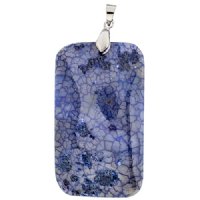 55x32mm Dyed Blue Agate Rectangle Pendant with Silver Plate Bail