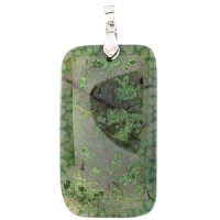 55x32mm Dyed Green Agate Rectangle Pendant with Silver Plate Bail