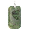 55x32mm Dyed Green Agate Rectangle Pendant with Silver Plate Bail