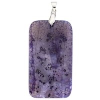 55x32mm Dyed Purple Agate Rectangle Pendant with Silver Plate Bail