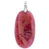 55x32mm Dyed Fuchsia Agate Oval Pendant with Silver Plate Bail