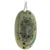 55x32mm Dyed Green Agate Oval Pendant with Silver Plate Bail