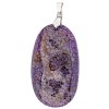 55x32mm Dyed Purple Agate Oval Pendant with Silver Plate Bail