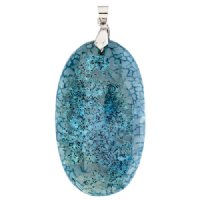 55x32mm Dyed Turquoise Agate Oval Pendant with Silver Plate Bail
