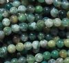16 inch strand of 6mm Round Moss Agate Beads