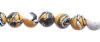 8 Inch Strand of Global Chic Reconstructed Stone 6mm Round Beads - Abstract Mustard, Black, & White
