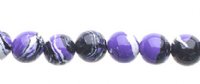 8 Inch Strand of Global Chic Reconstructed Stone 6mm Round Beads - Abstract Purple, Black, & White