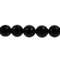 16 inch strand of 8mm Faceted Round Black Onyx Beads