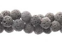 8 Inch Strand of 8mm Round Cloudy Grey Lava Stone Beads