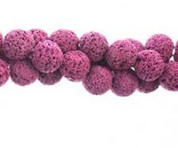 8 Inch Strand of 8mm Round Flamingo Pink Lava Stone Beads