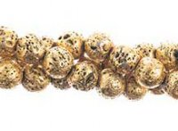 8 Inch Strand of 8mm Round Gold Lava Stone Beads