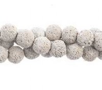 8 Inch Strand of 8mm Round White Lava Stone Beads