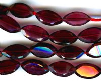 16 inch strand of 7x4mm Flat Faceted Marquis Cut Garnet Beads