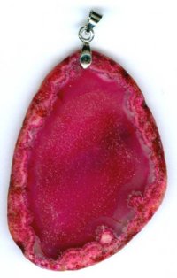 Dyed Pink Agate Slice with Small Silver Plate Bail
