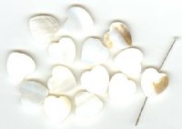 14 15mm White Mother of Pearl Heart Beads