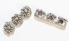 Set of 2, 16x5mm Three Hole Antique Silver Floral Spacer Bars