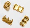 Set of 4, 10x5.5x5.6mm Two Hole Bright Gold Spacer Bar Beads with Loops