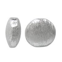 SS0587 1, 8x4mm Round Flat Brushed Sterling Silver Bead