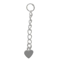 SS0212 1-pair 1 inch Sterling Chain Extension with Heart