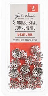 24, 8mm Stainless Steel Filigree Bead Caps