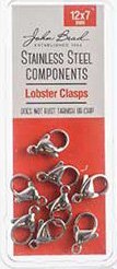 8, 12x7mm Stainless Steel Lobster Claw Clasps 