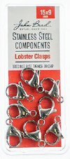 8, 15x9mm Stainless Steel Lobster Claw Clasps