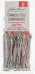 100, 35mm 23ga Stainless Steel Eye Pins 