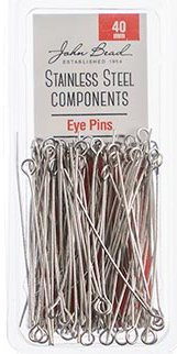 100, 40mm 21ga Stainless Steel Eye Pins