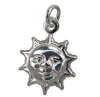 1, 11mm Sterling Silver Smiling Sun Charm Pendant