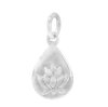 1, 11x8mm Sterling Silver Lotus Teardrop Charm Pendant